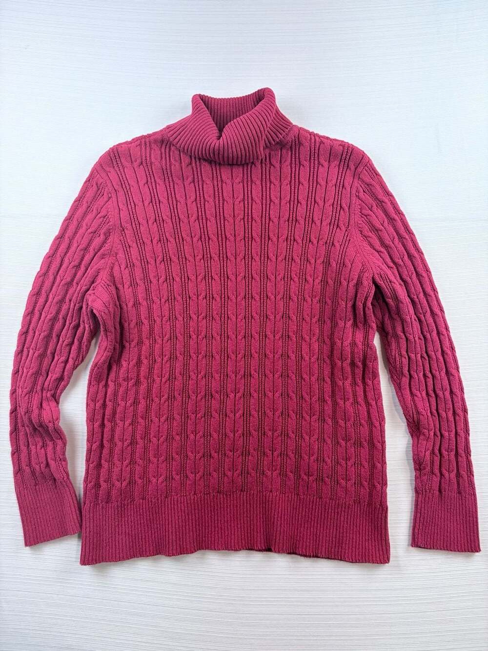 St. John's Bay Cable Knit Turtleneck Sweater Size 2X Red Cotton
#Cozy #preppy